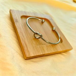 Silver Heart Knot Cuff Bracelet